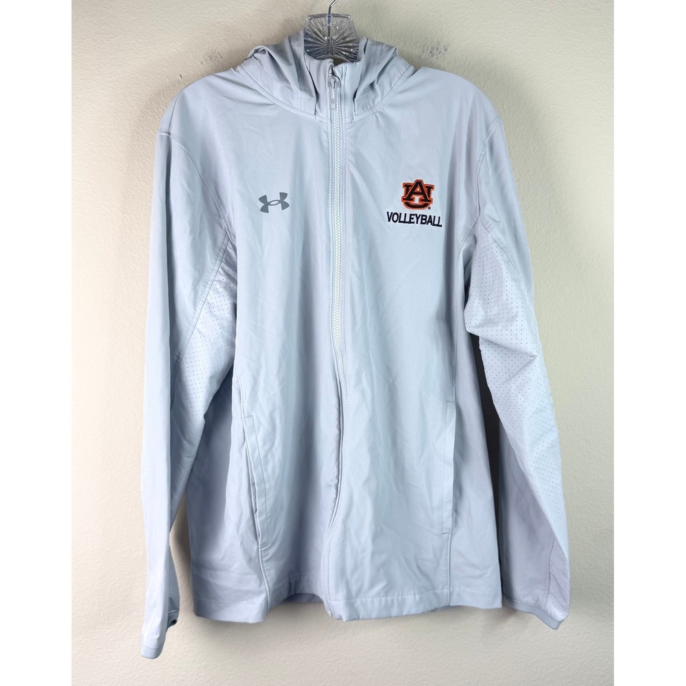 Under Armour Jacket Mens Medium Auburn Volleyball Zip Hooded Grey Windbreaker
